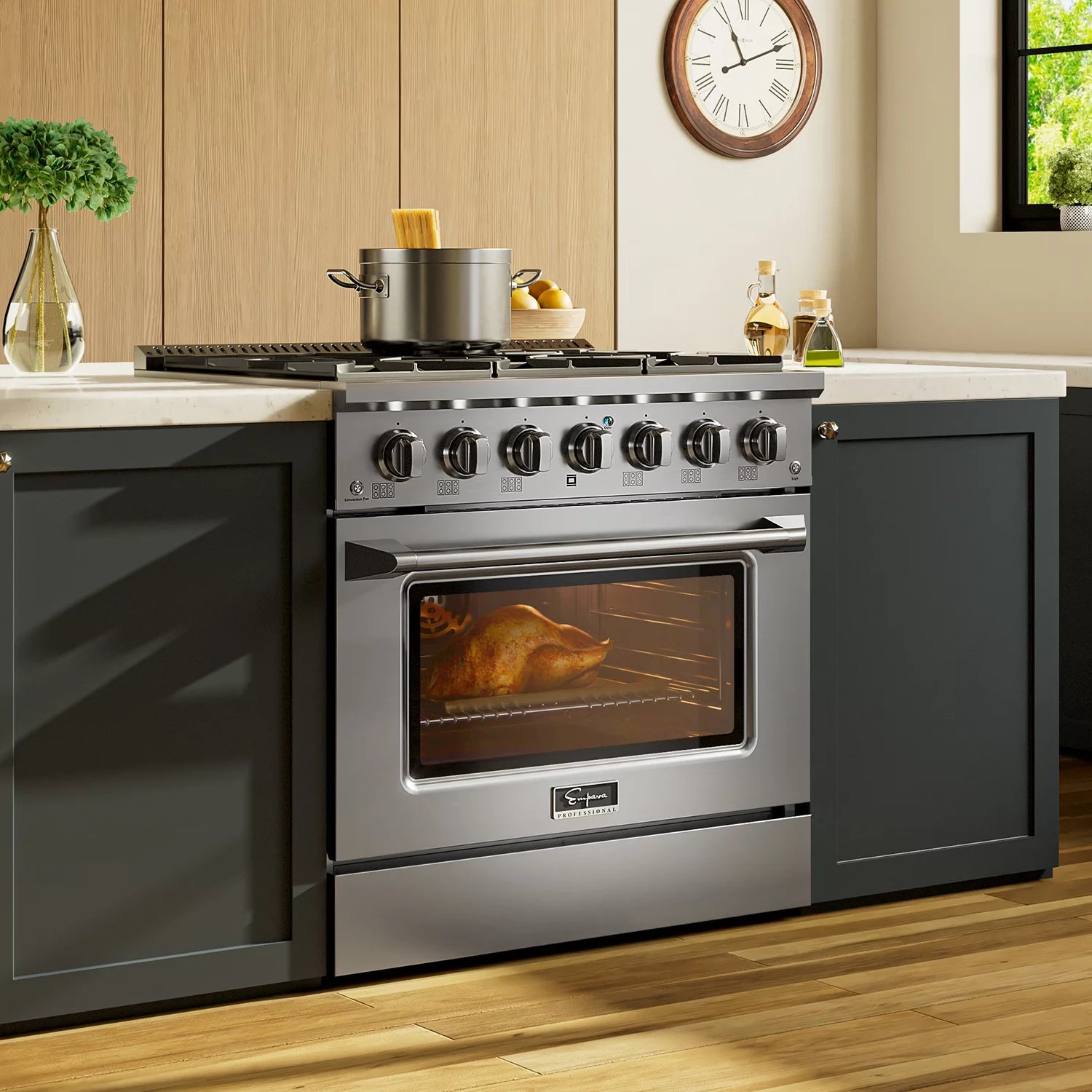 36 in. 5.2 cu. ft. Single Oven Gas Range with 6 Sealed Burners and Continuous Grates in Stainless Steel G664652
