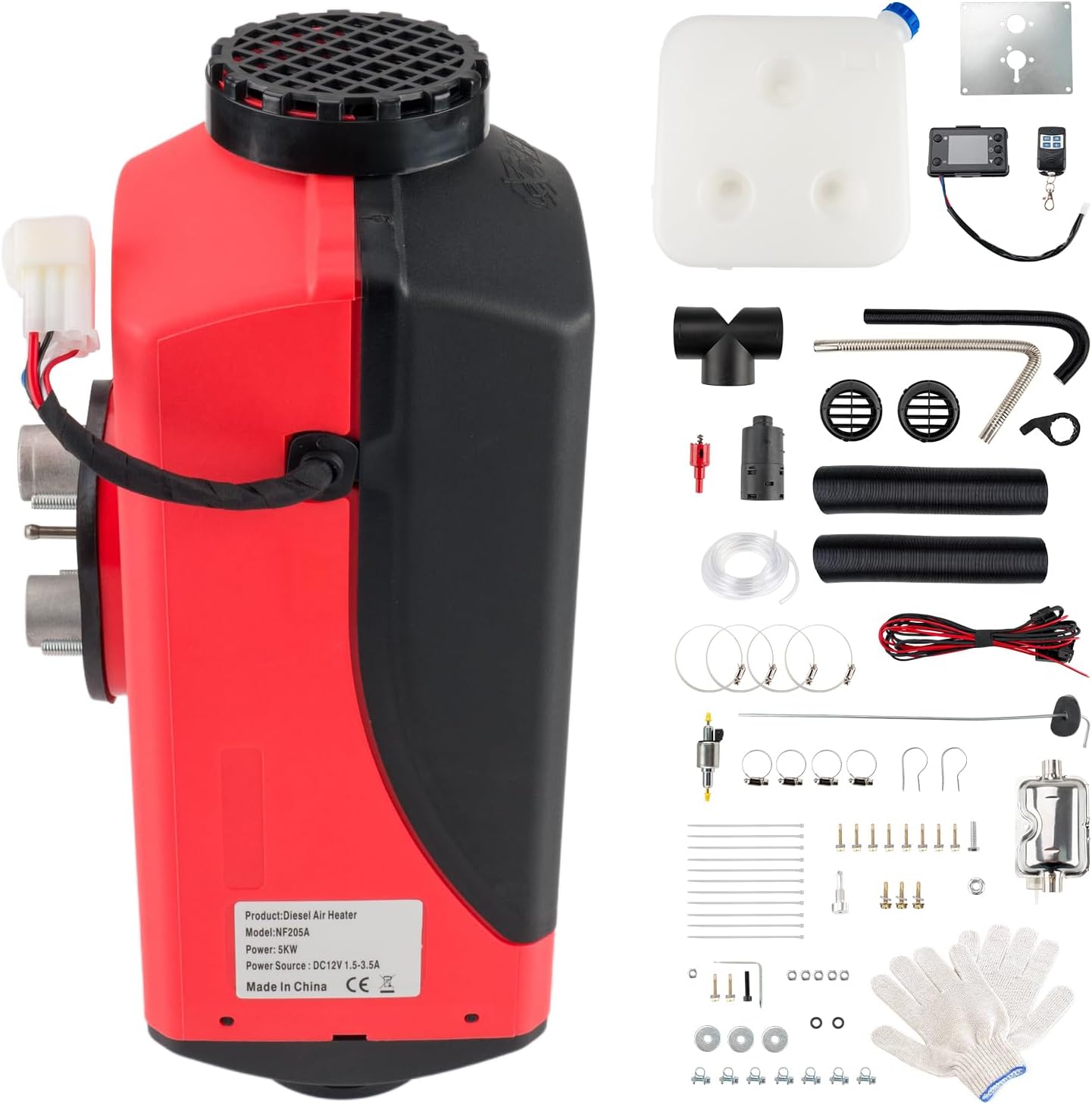 12V 5KW Black Red Diesel Air Heater H3766