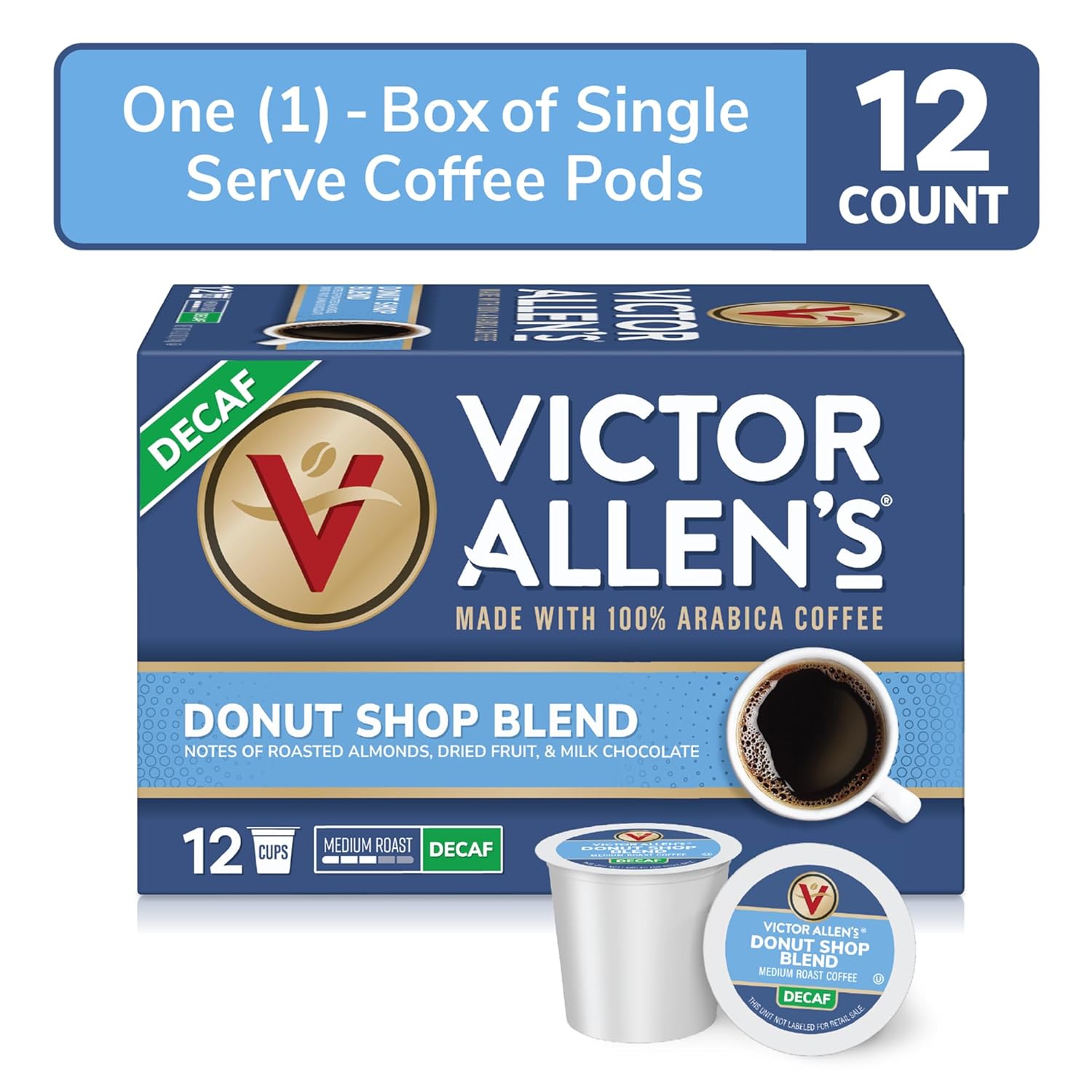 Decaf Medium Roast Coffee Pods, 12 Count B68442