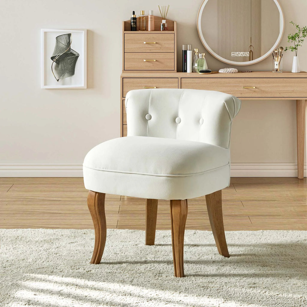 Ivory Velvet Vanity Stool A471293