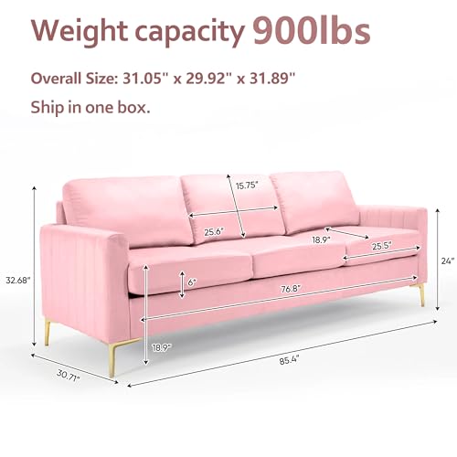 Pink Velvet 3 Piece Sofa Set A3120
