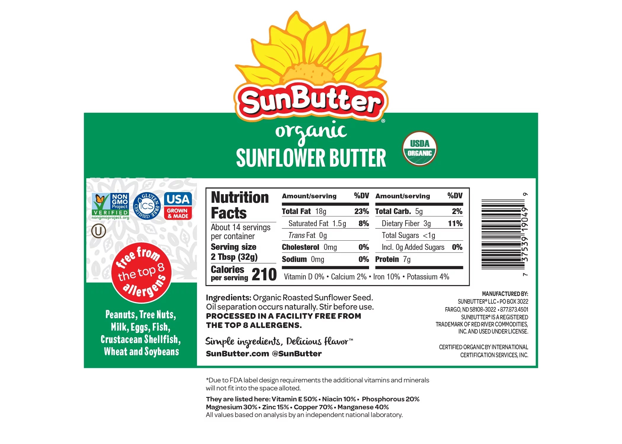 (6 pack) Organic Sunflower Butter, 16 oz M5572
