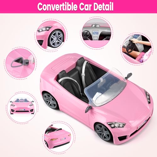 76 Pcs Doll & Convertible Car Playset with 11.5 In Doll L283