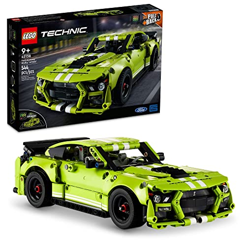 LEGO Technic Ford Mustang Shelby GT500 Building Set 42138 Pull Back Drag Race Toy Car Model Kit C3824