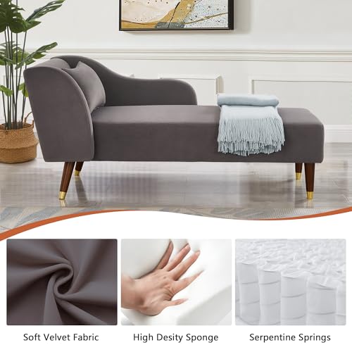 Beige Velvet Chaise Lounge Sofa C32062