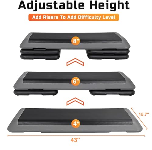 43'' Adjustable Fitness Stepper with 4 Stackable Risers J19957