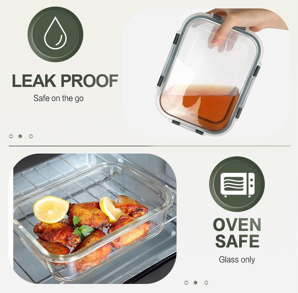 10 Packs 30 oz Glass Meal Prep Containers with Lids S388