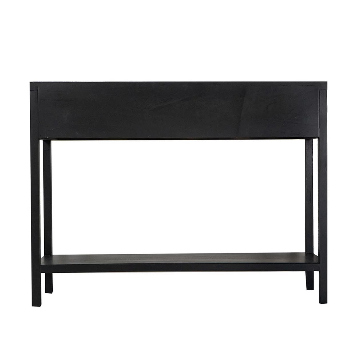 Black Finish Sofa Console Table with 2 Rattan Drawers K528731