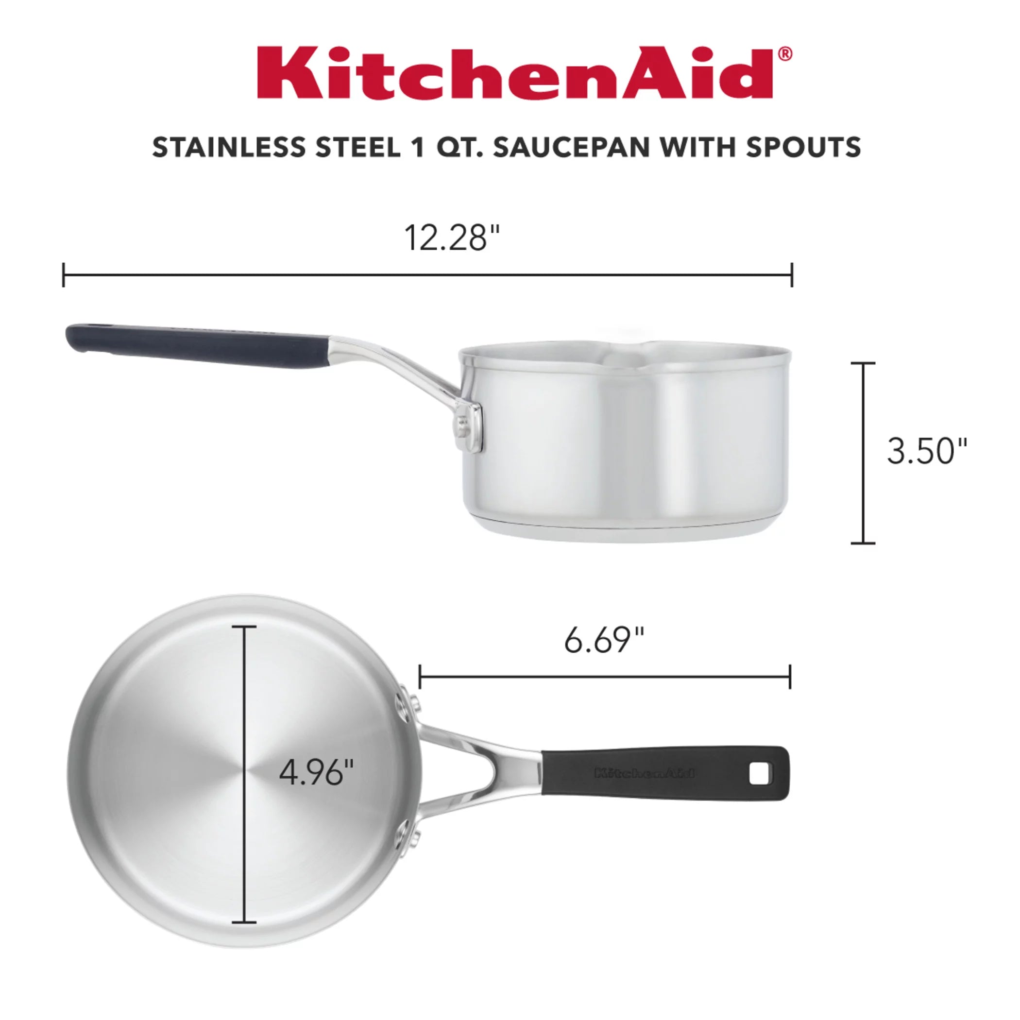 1 Quart Brushed Stainless Steel Induction Saucepan C4666