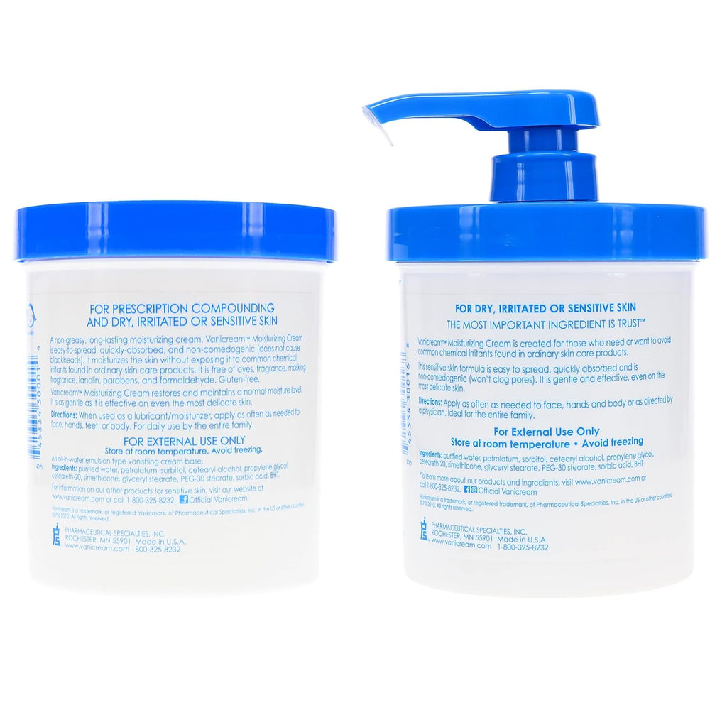 Moisturizing Skin Cream with Pump Dispenser Plus Bonus Jar Combo Pack, 1 Pound Each N4108