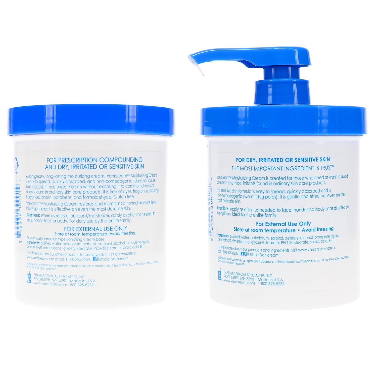 Moisturizing Skin Cream with Pump Dispenser Plus Bonus Jar Combo Pack, 1 Pound Each N4108