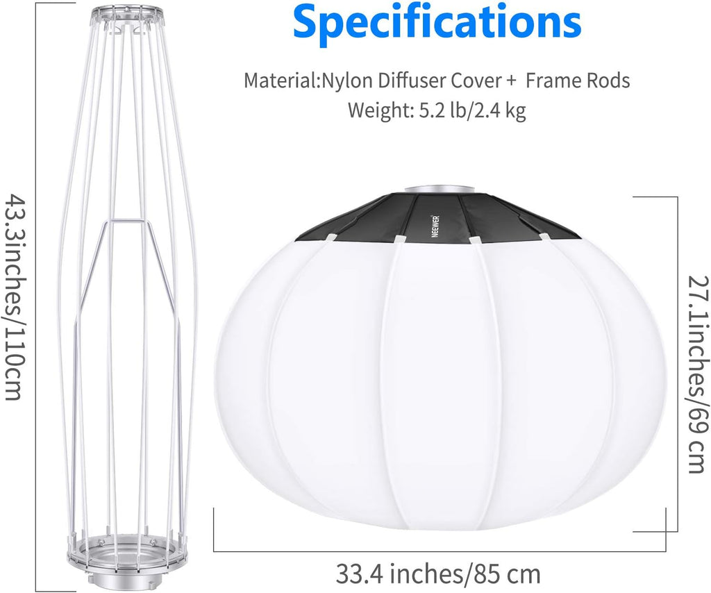 34 inches Lantern Softbox Soft Light Diffuser with Skirt, Carry Bag P50432