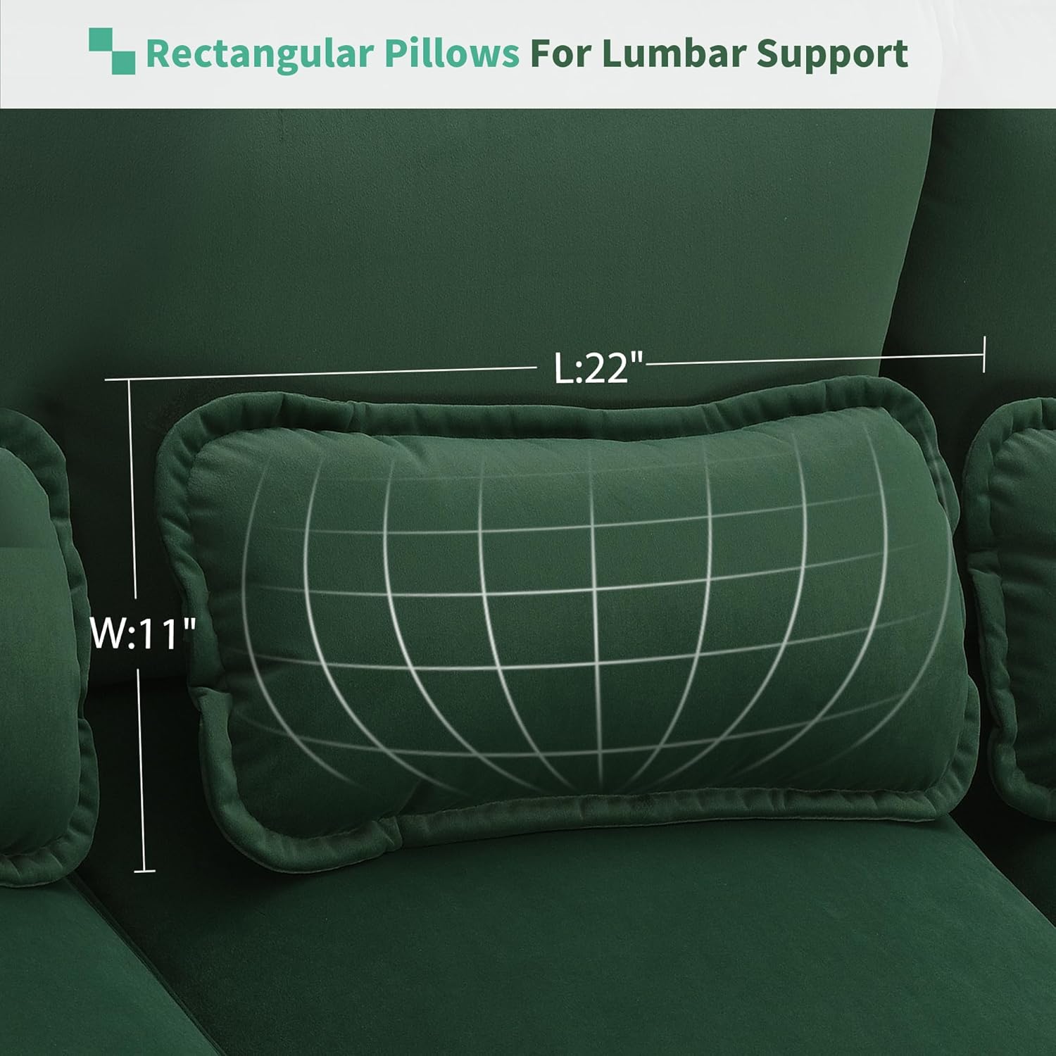 Green Upholstered Sectional Sofa with Chaise Lounge T953464