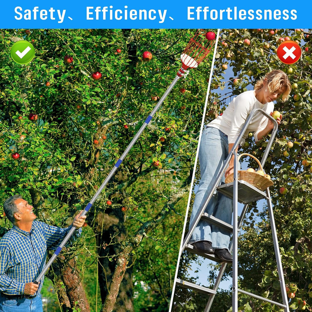 13 FT Adjustable Lightweight Fruit Picker Pole with Basket Z9134