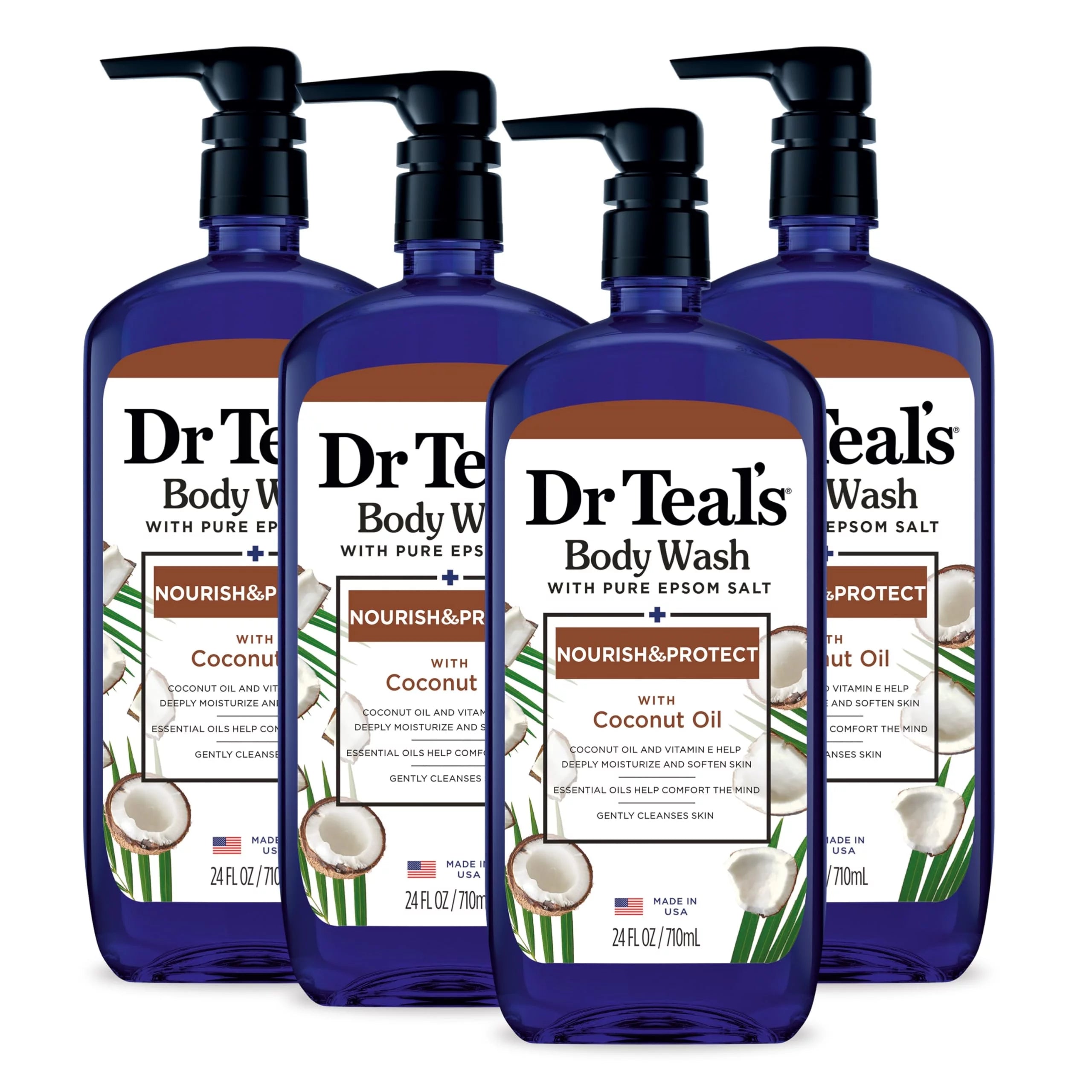 Body Wash With Pure Epsom Salt, With Coconut Oil, 24 Fl Oz (Pack Of 4) A5404