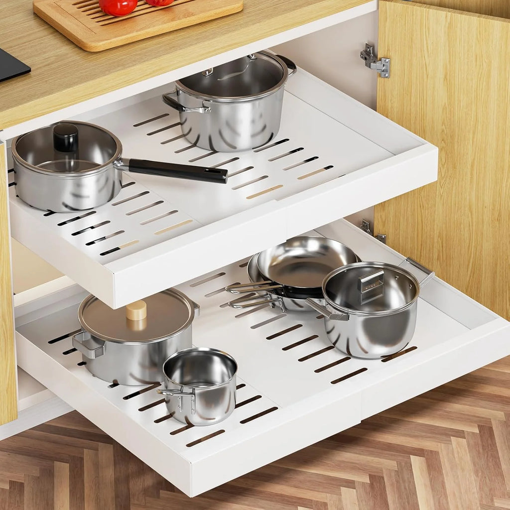 Pull Out Cabinet Organizer, 21 Deep Expandable Slide Out Drawers W8277