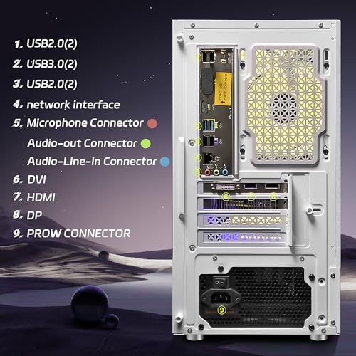 Gaming Desktop PC, Radeon RX 580 16G GDDR5, Intel Core i7-6700 up to 4.0G, 32G DDR4, 2T SSD, 600M WiFi, BT 5.0, RGB Fan x 3, RGB Keyboard & Mouse, RGB Mouse Pad, RGB BT Sound Bar, W10H64 W25729