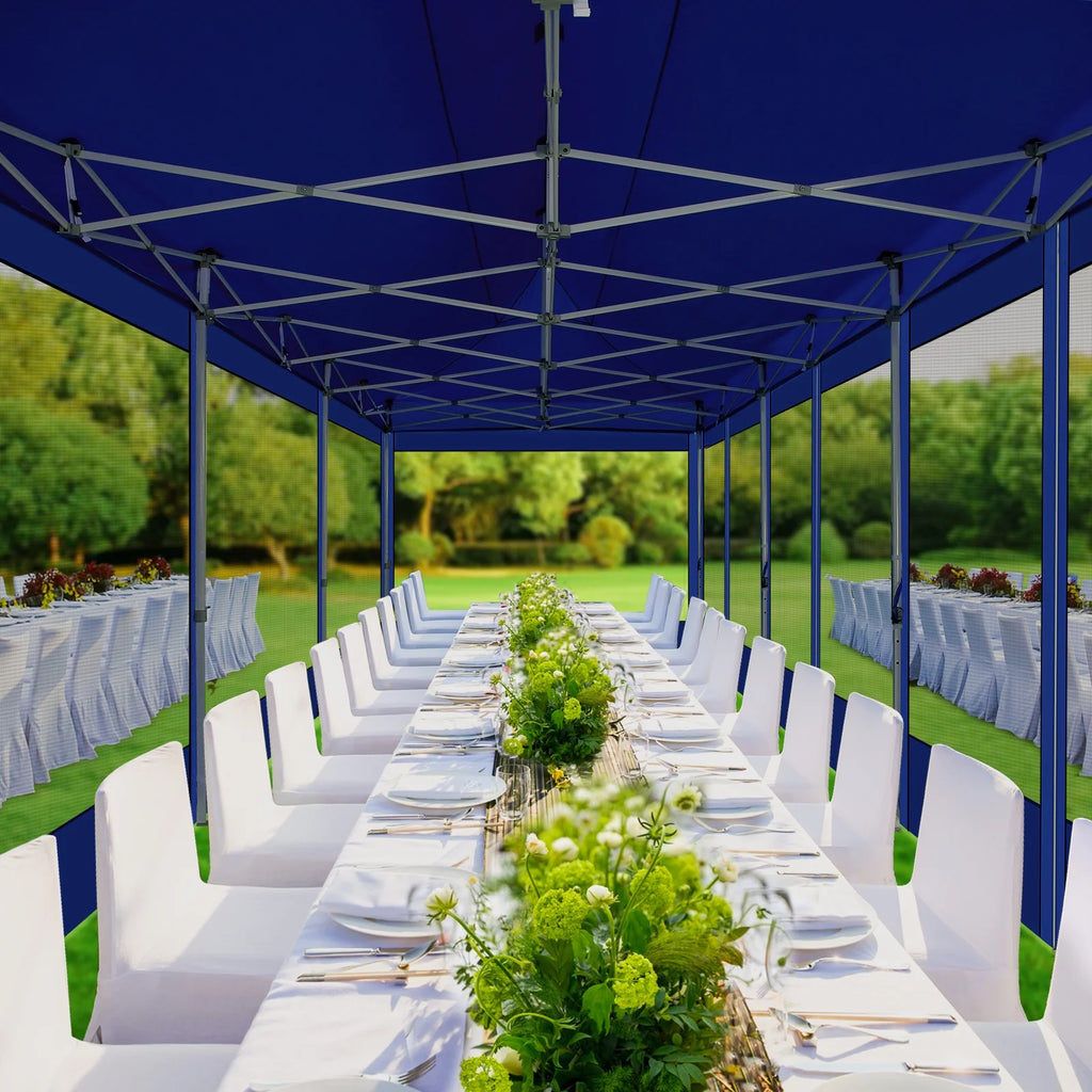 Dark Blue 10x30 Heavy Duty Pop Up Canopy with Netting Screened B704