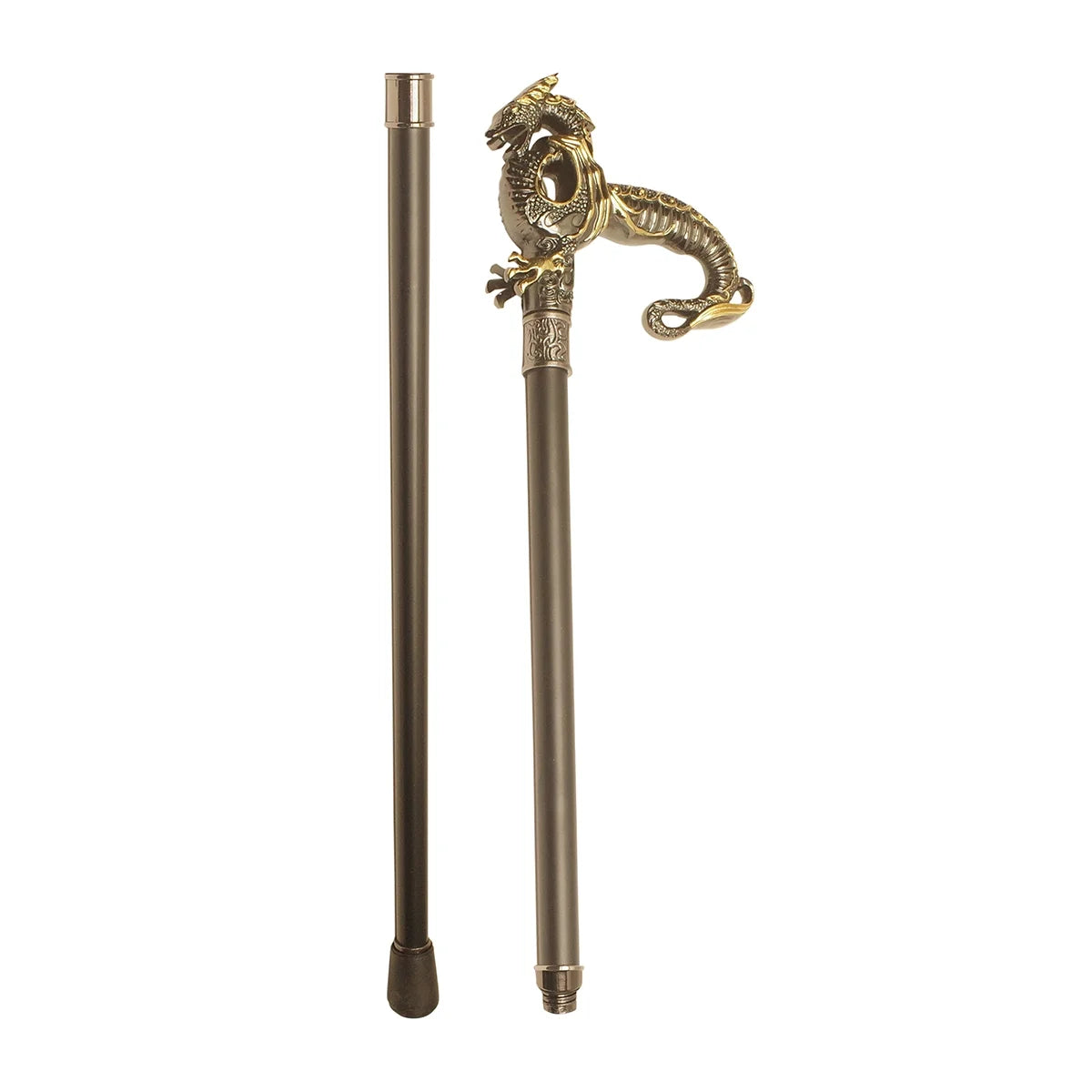 Silver Gold Metal Cane 2pc Steel Shaft Walking Stick Q925092