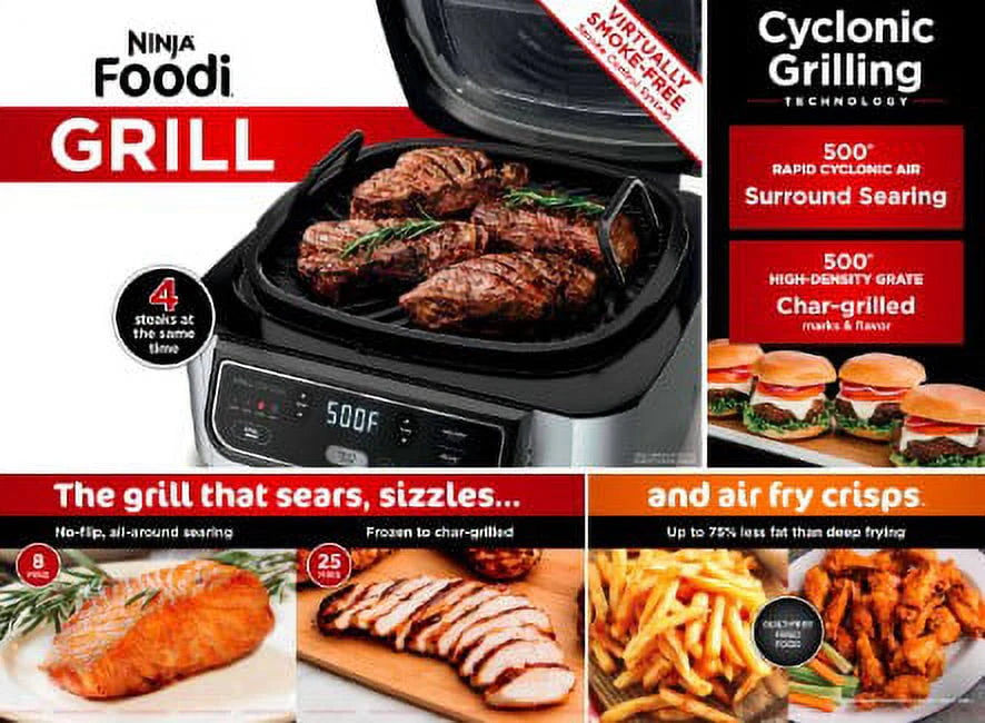 Black Indoor Grill with 4-qt Air Fryer C223432