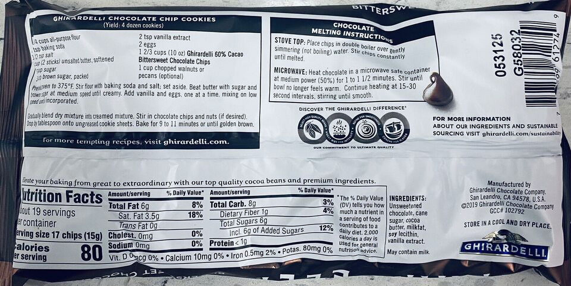 5 PACK 10 oz 60% Cocoa Bittersweet Chocolate Chips D291161