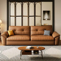 Brown Genuine Leather Convertible Sleeper Sofa Bed with Storage 81" L x 33.5" D x 35" H F2140