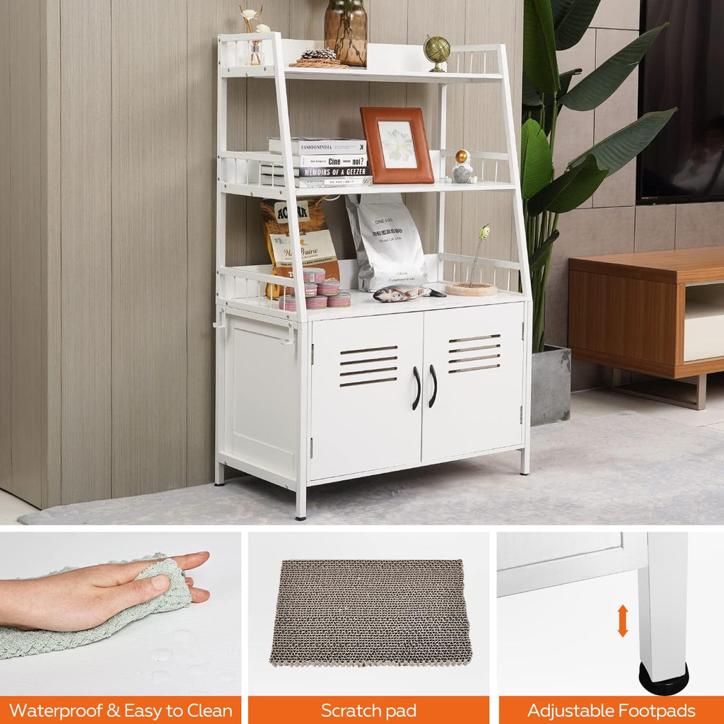 White Wooden Cat Litter Box Enclosure with 2 Doors B37425