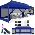 Dark Blue 10x30 Heavy Duty Pop Up Canopy with Netting Screened B704