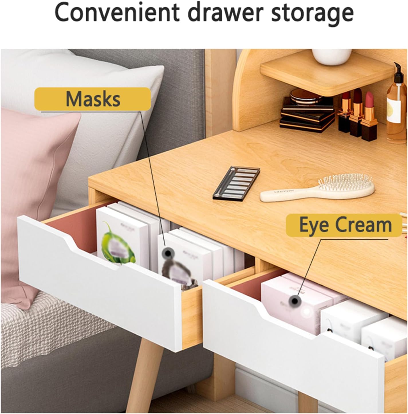 Makeup Vanity with Mirror and 2 Drawers O739781