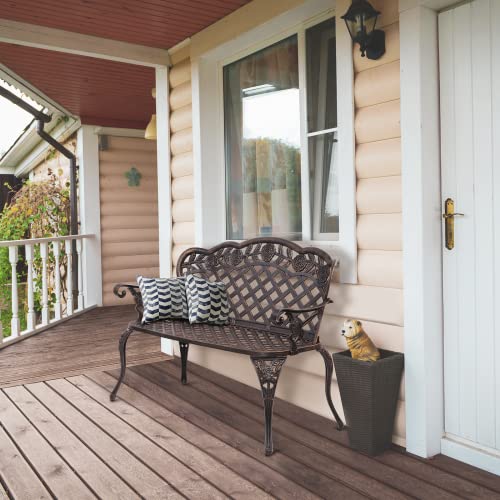 42.5" Black Cast Aluminum Outdoor Bench S3879