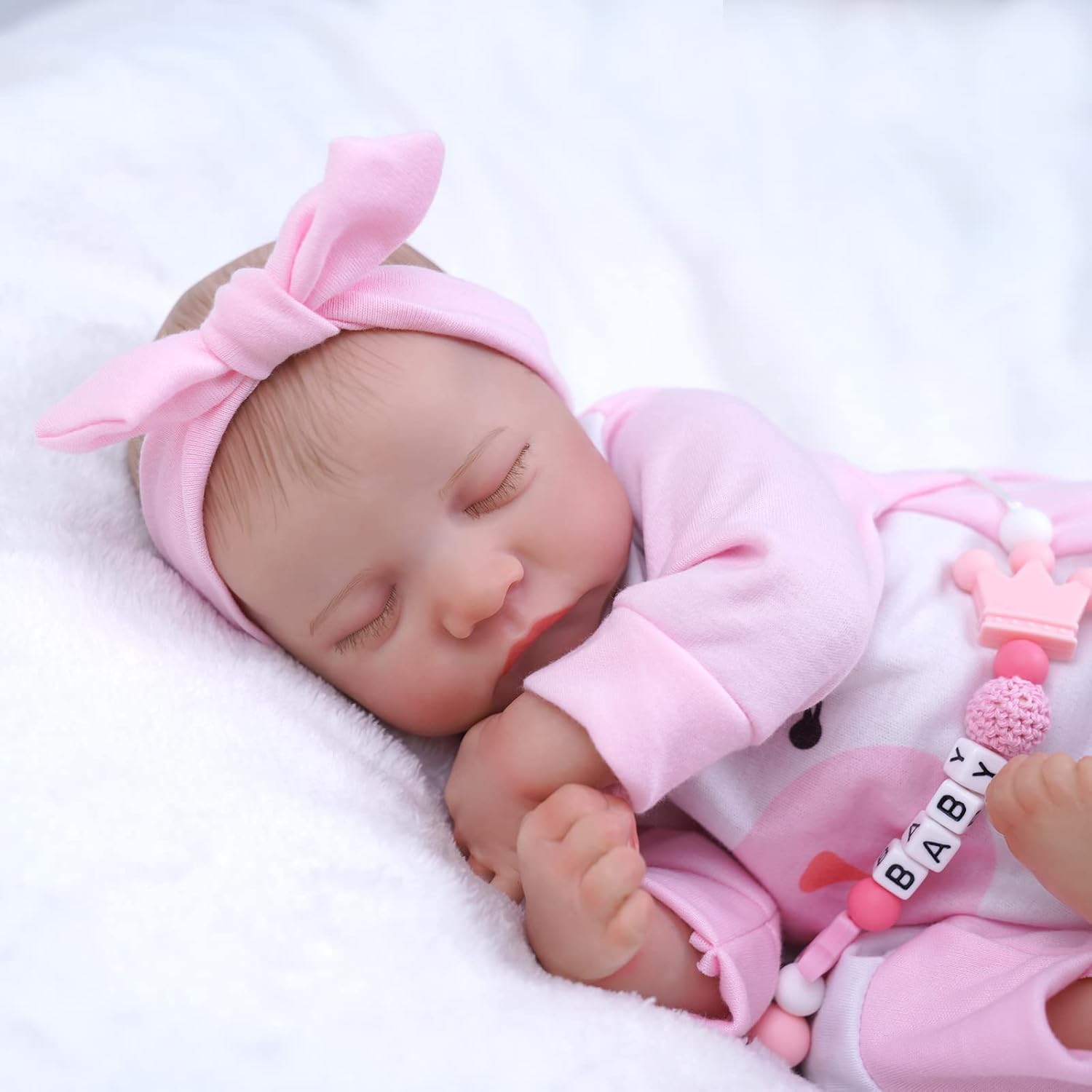 17-Inch Soft Cloth Body Realistic Newborn Baby Dolls with Toy Accessories T614