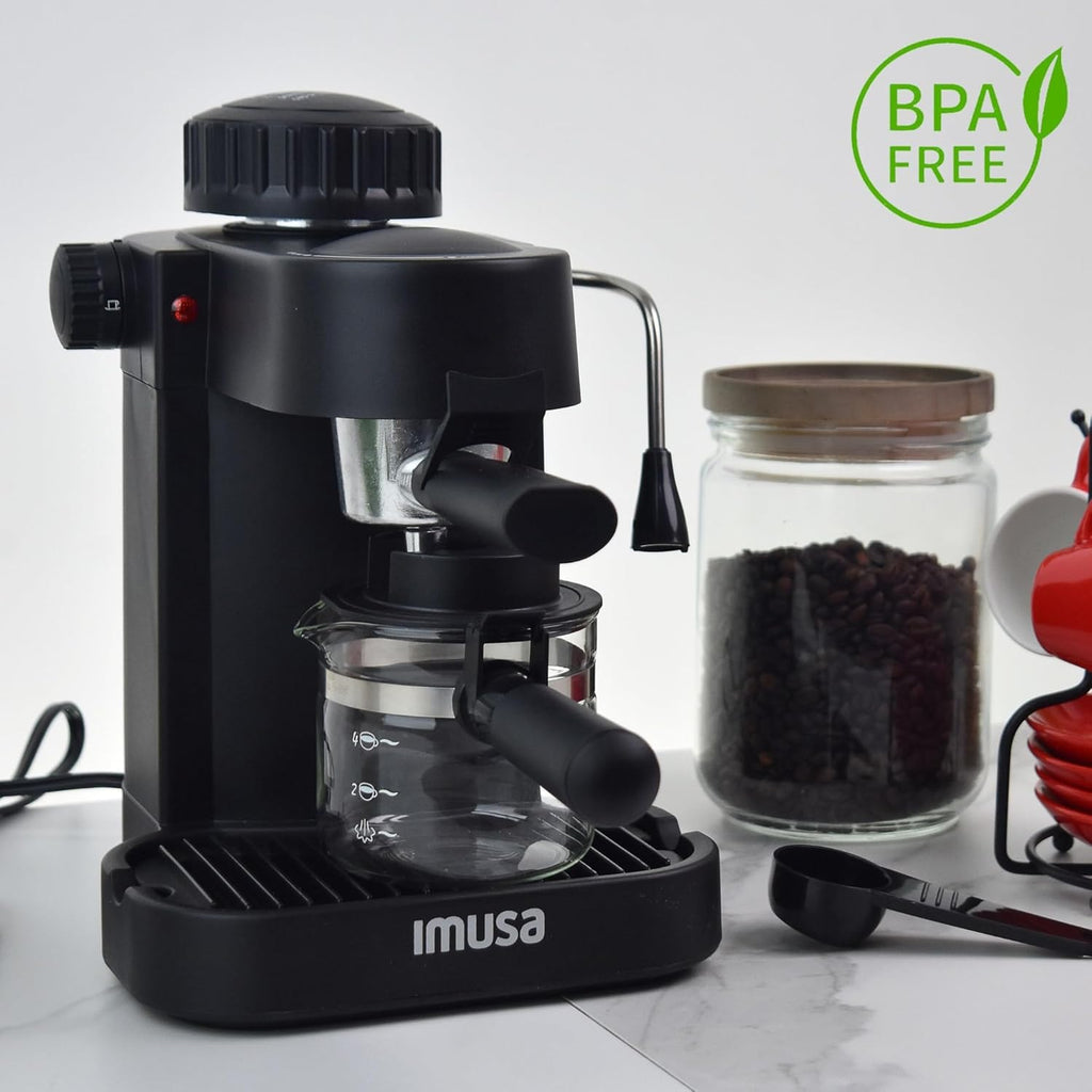 4 Cup Espresso Cappuccino Maker, Black P601