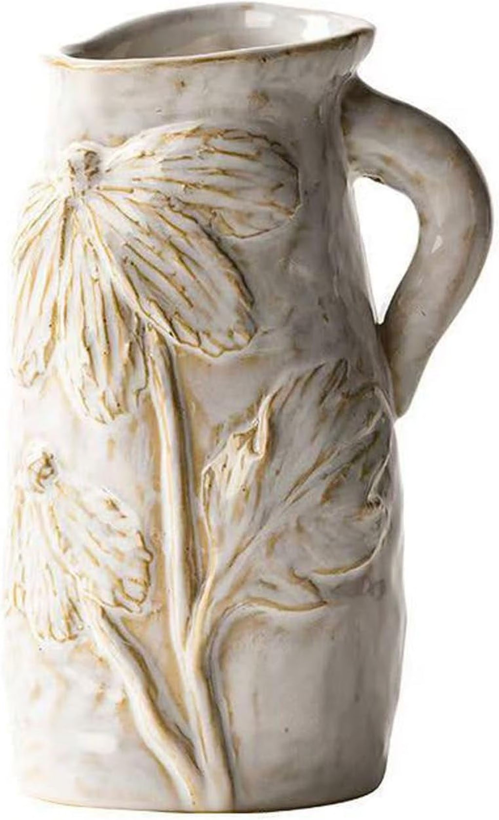 White Ceramic Vase with Handle W753