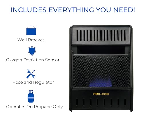 Ventless Propane Gas Blue Flame Space Heater, 10000 BTU, Black B179