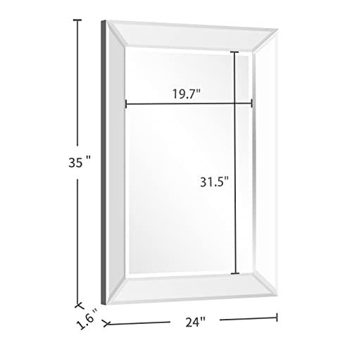 Large Rectangular Wall Mirror 28"x39" Angled Beveled Mirror Frame C127