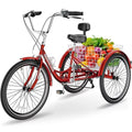 Adult Tricycles 7 Speed 20/24/26 Inch Three Wheel Bike Cruiser Trike with Low-Step Through Frame Large Basket G943595