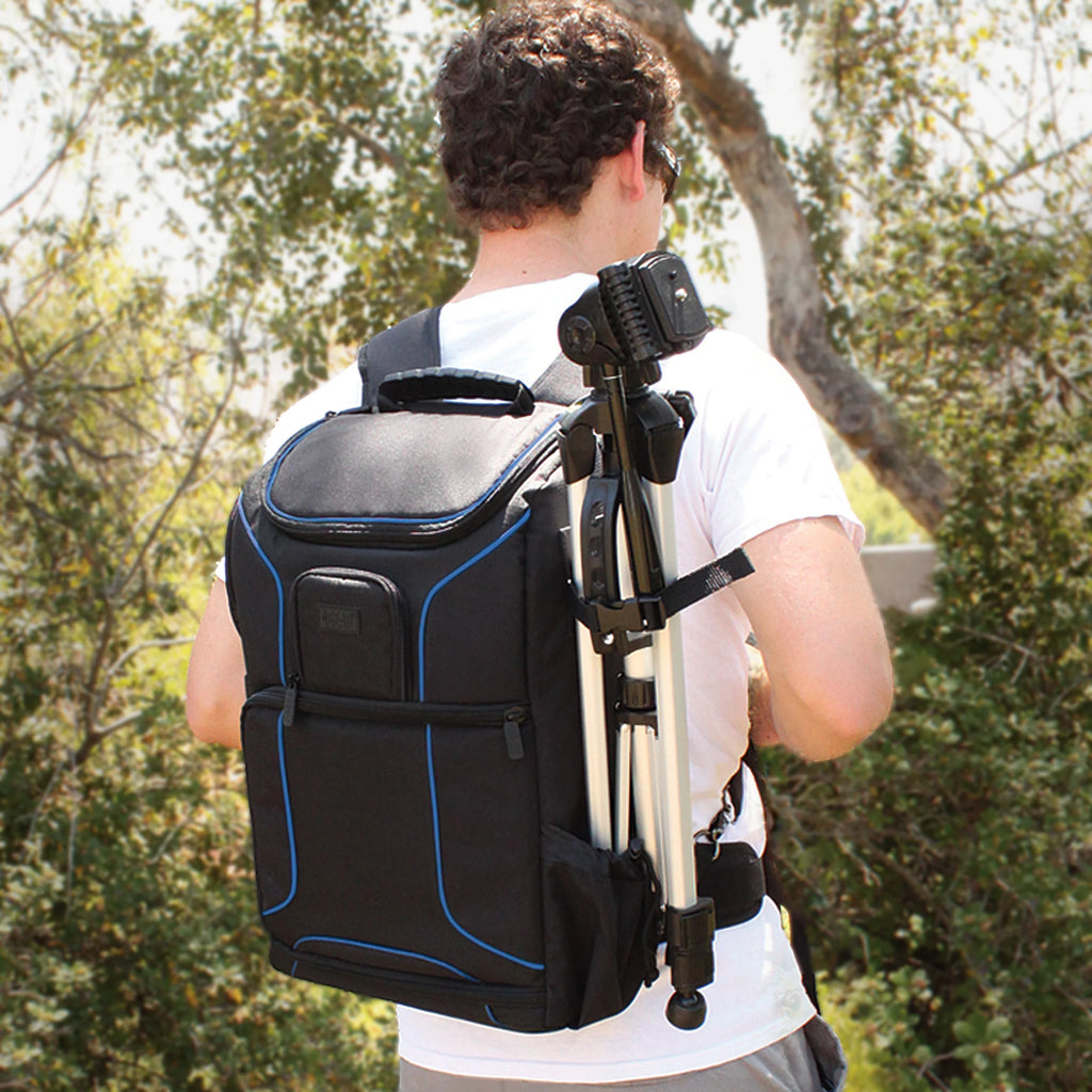 Blue SLR Camera Backpack with Tripod Holder and Laptop Compartment L4932