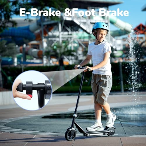 Electric Scooter for Kids, 150W Motor, LED Display, 3 Speeds Adjustable, 3 Adjustable Heights, Colorful Lights, Double Brake, Magnetic Charging J8416