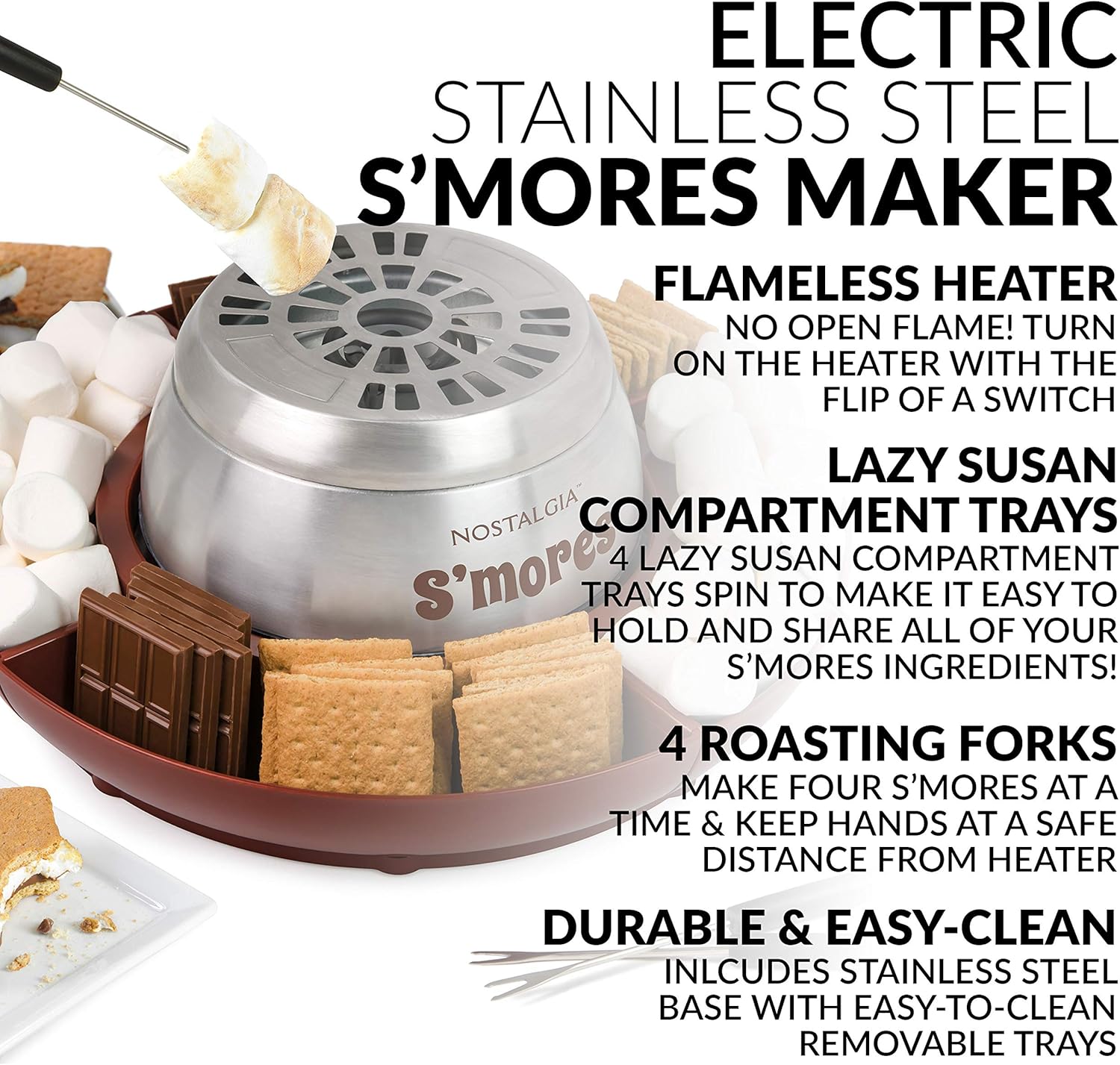 Tabletop Electric S'mores Maker with 4 Trays F89730