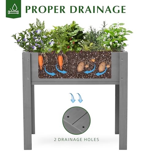 Raised Garden Bed with Legs, 40x20x31'', Wood Elevated Planter Box R126