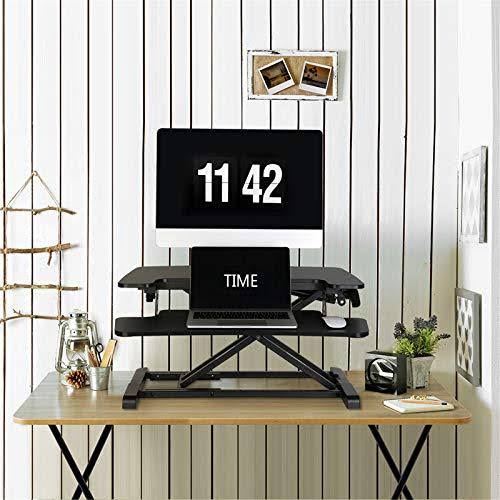 Black Height Adjustable Standing Desk Converter with Keyboard Tray B148
