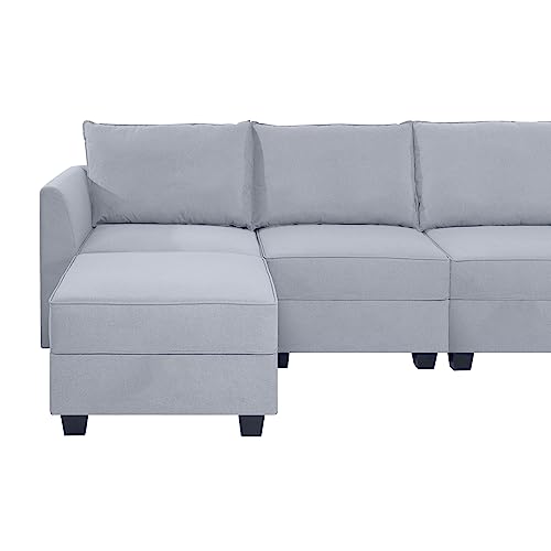 Caramel 6-Seater Modular Sleeper Couch with Ottoman Air Leather D376704