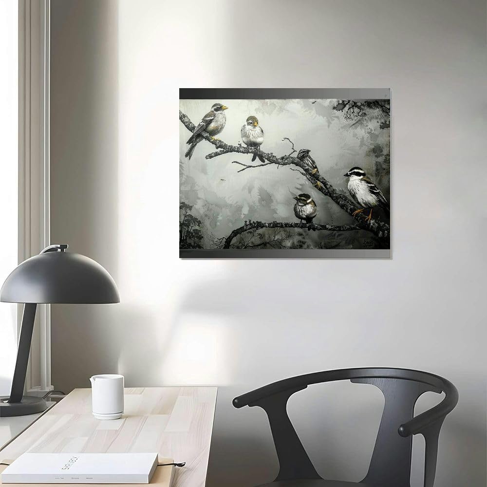 Black and White Bird Canvas Wall Art 20"x16" X72365