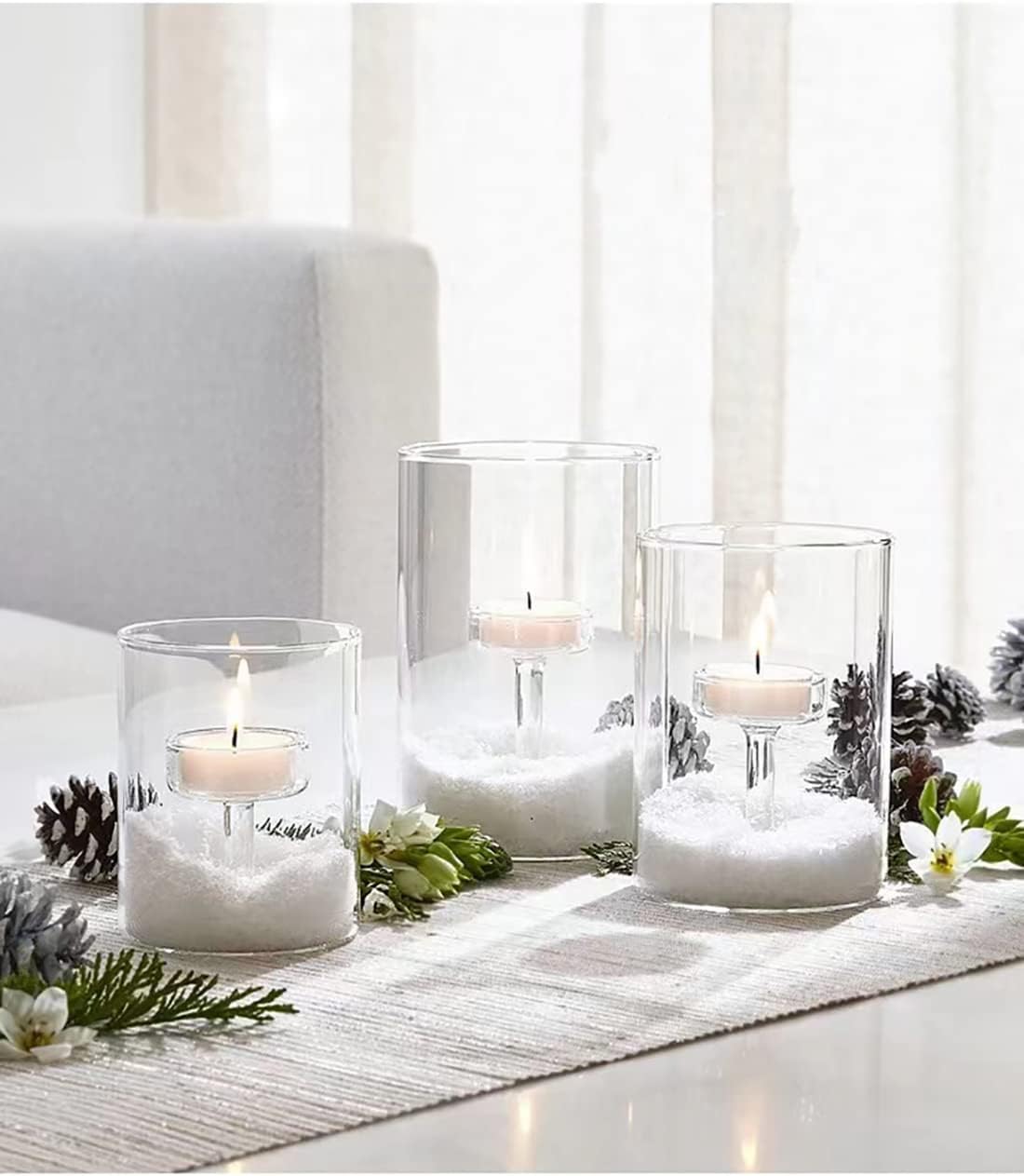 Clear Cylinder Hurricane Glass Candle Holder Set of 3 A55748