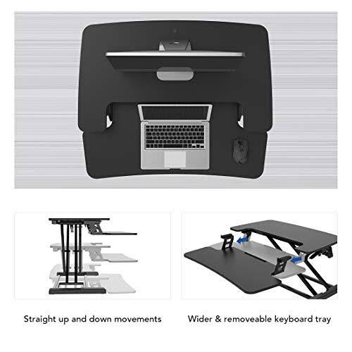 Black Height Adjustable Standing Desk Converter with Keyboard Tray B148