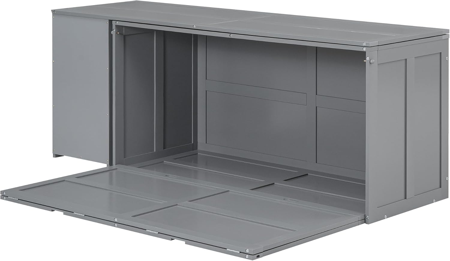 Gray Queen Size Murphy Cabinet Bed with Rotatable Desk and Shelves I192