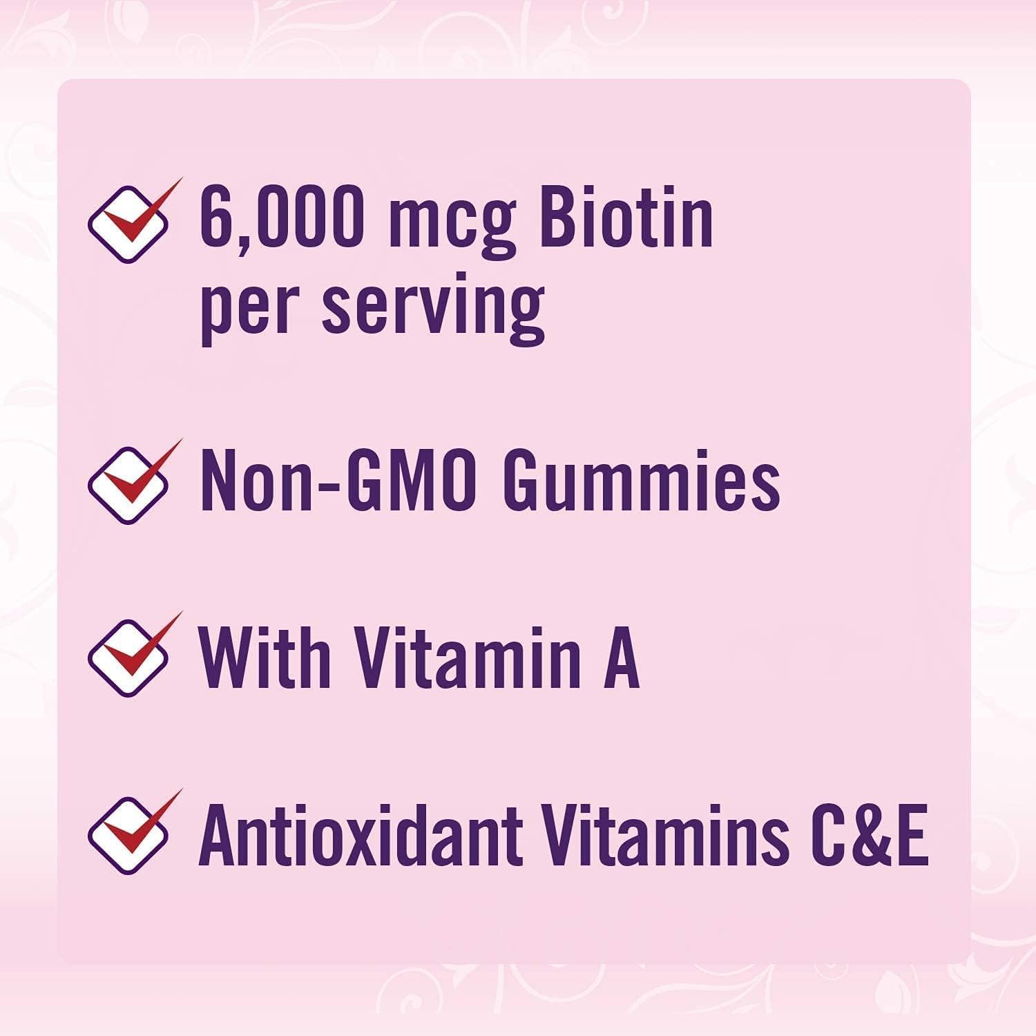 230 Gummies Hair Skin and Nails Supplement with Biotin Vitamin C E Strawberry Flavor Q84431