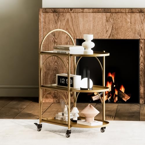 Black Metal Bar Cart with Wheels I3214