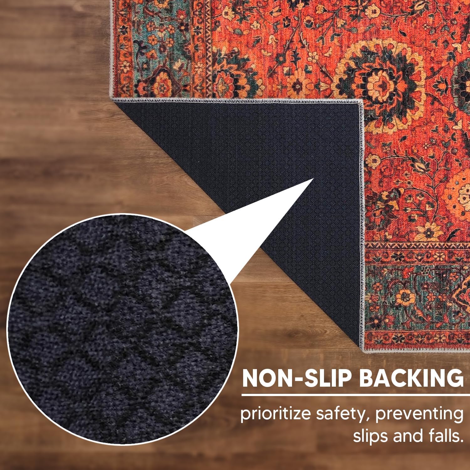 Machine Washable Non-slip Low Pile Area Rug (5' x 7') H537