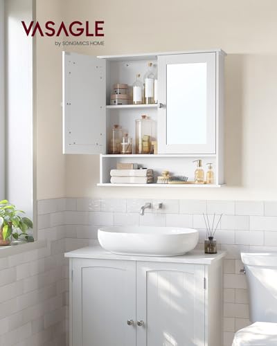 Dove Gray Wall-Mounted Bathroom Cabinet with 2 Mirrored Doors W830097